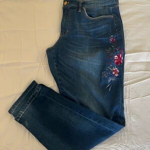 White House Black Market Jeans with Floral Embroidery size 14